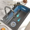 Stainless Steel Kitchen Waterfall Sink Digital Display Large Single Sink Dish Basin Sink With Multifunction Touch Waterfall – Image 3