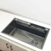 Waterfall Kitchen Sink 304 Stainless Steel Sink Large Single basin With Multifunction LED Waterfall Faucet Above Counter – Image 5